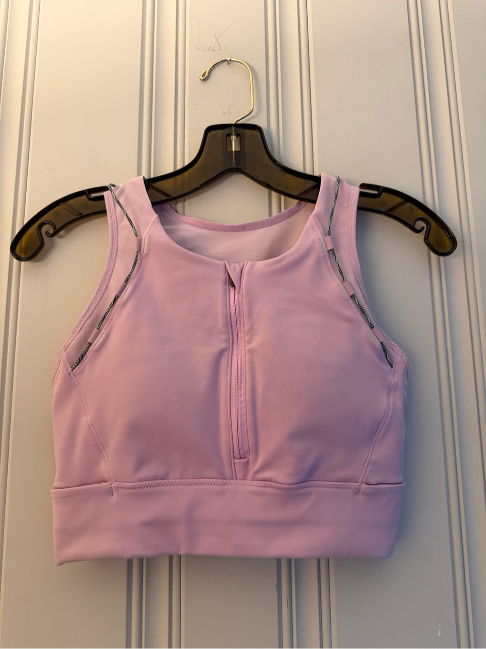 New Balance Light Pink Front-Zip Athletic Bra/Crop Top